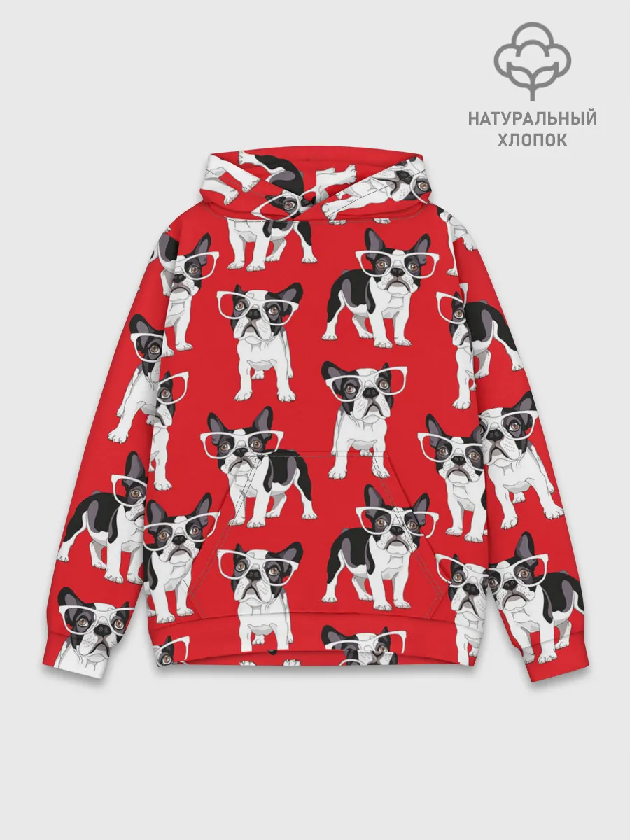 Худи мужской база хлопок / Французские бульдоги