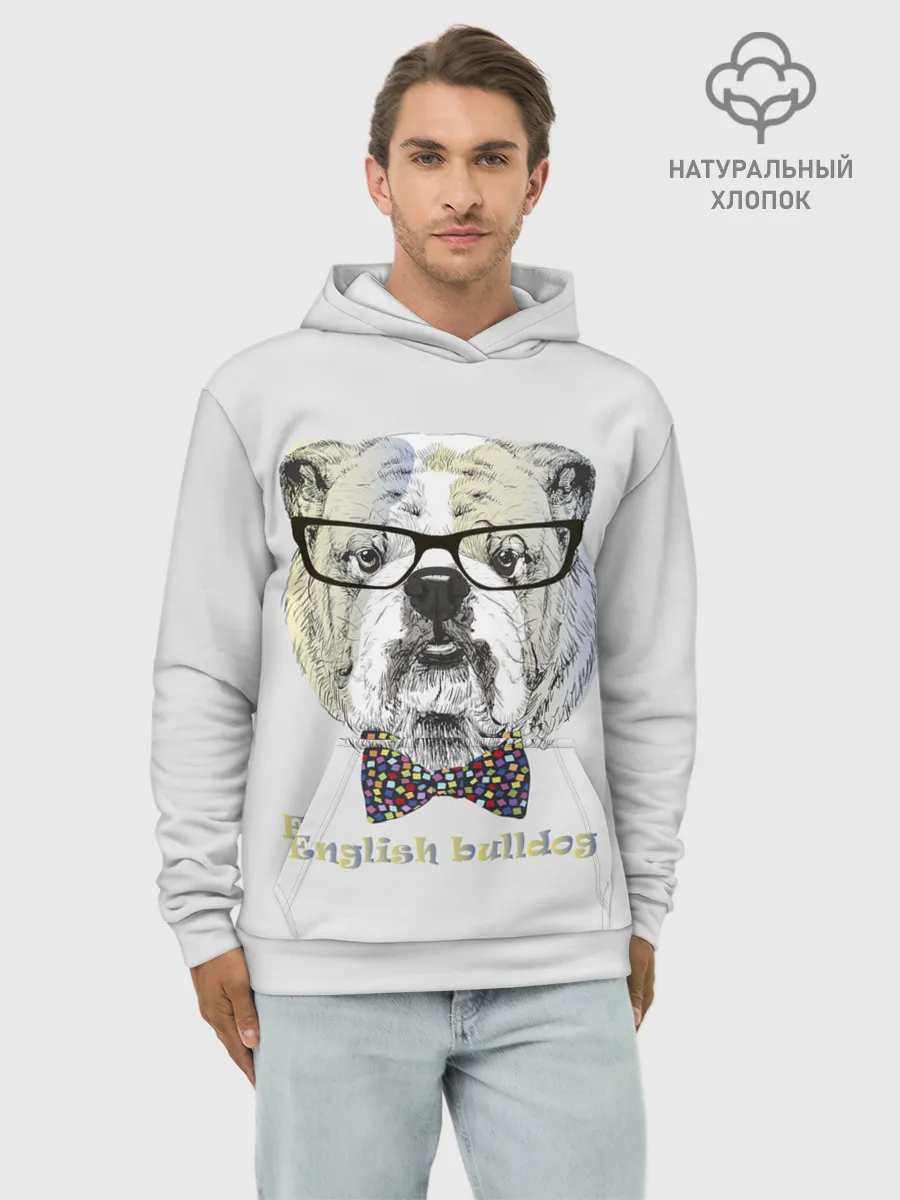 Худи мужской база хлопок / Английский бульдог