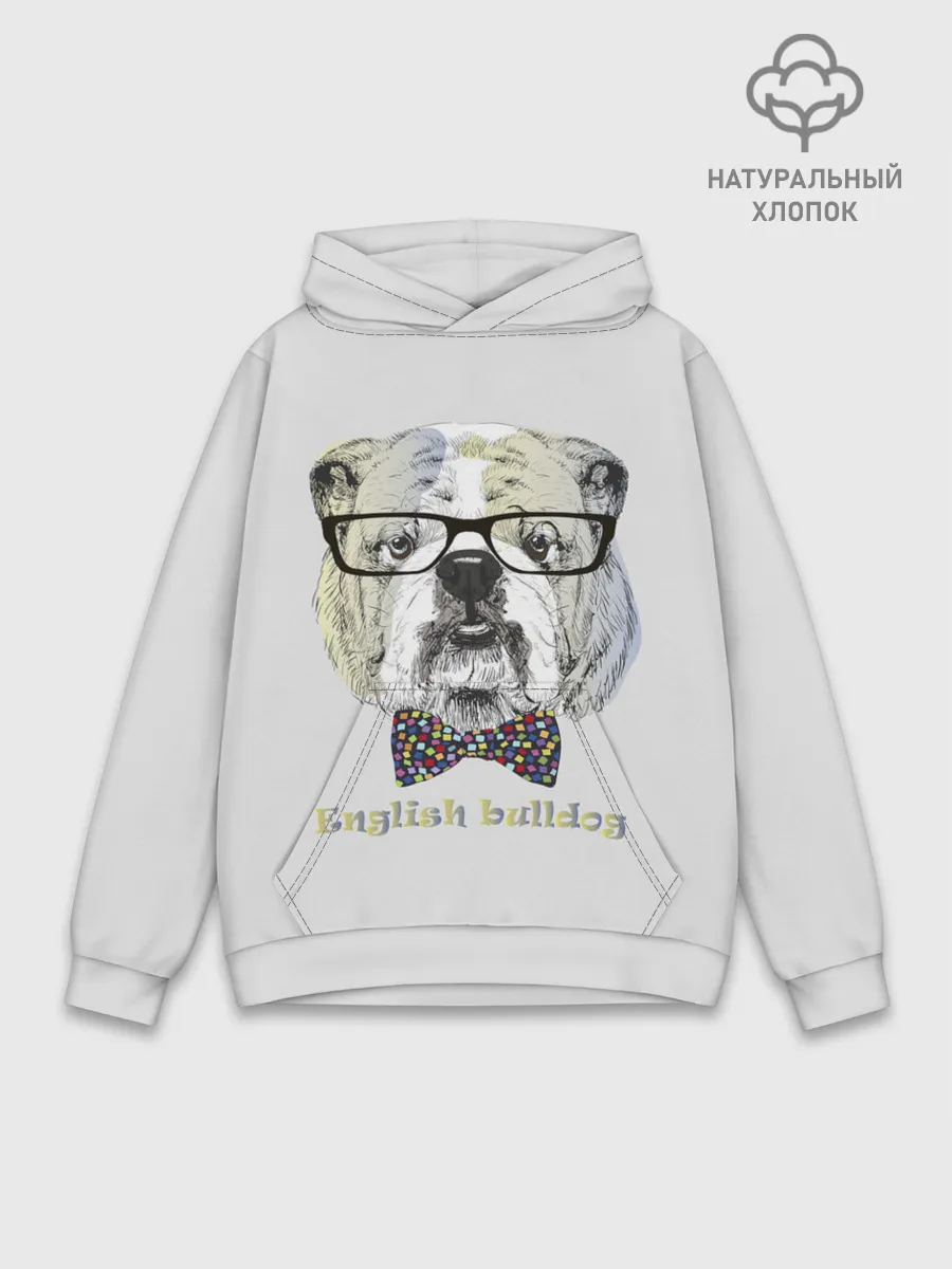 Худи мужской база хлопок / Английский бульдог