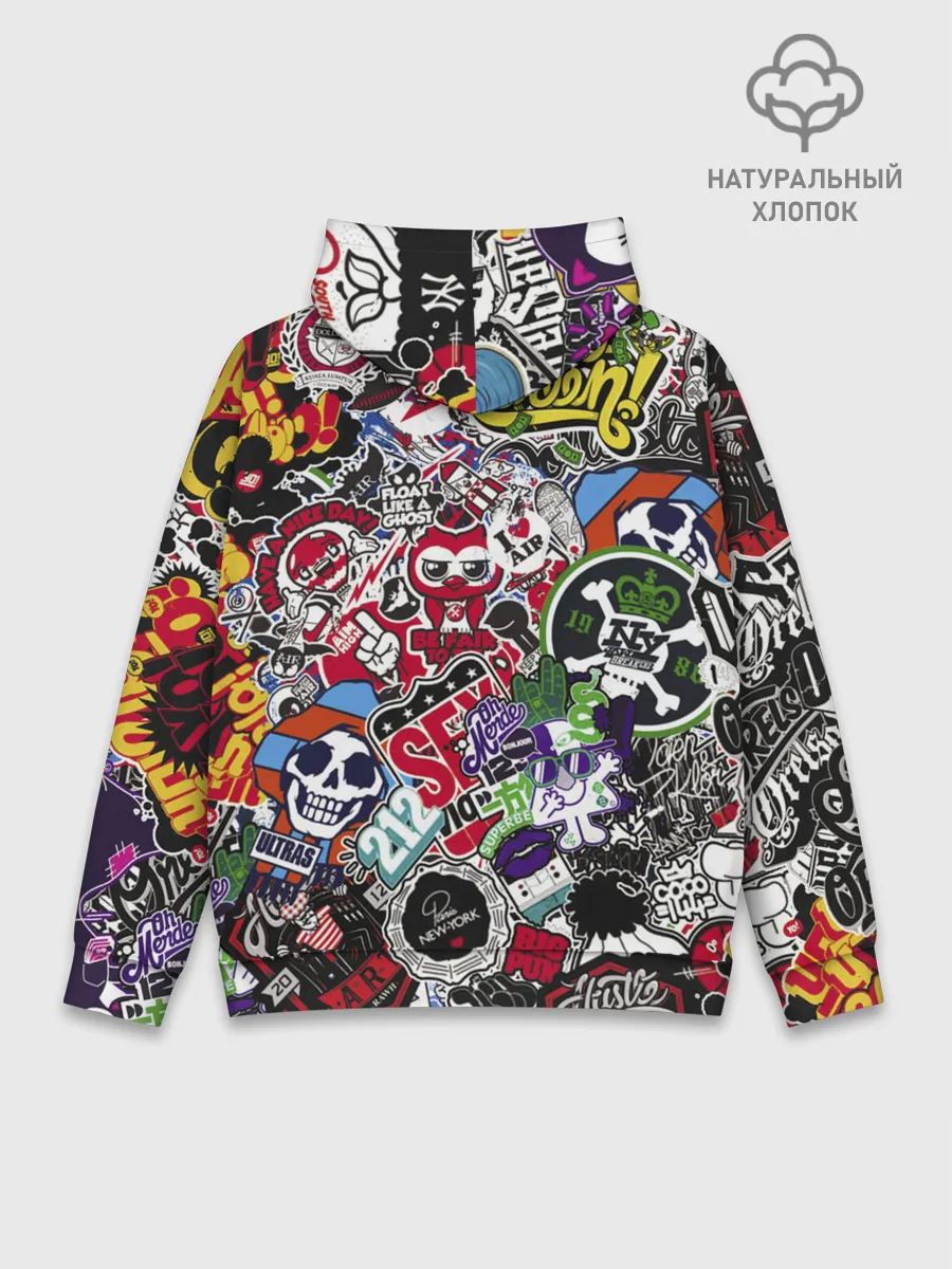 Худи мужской база хлопок / Stickerbombing New York