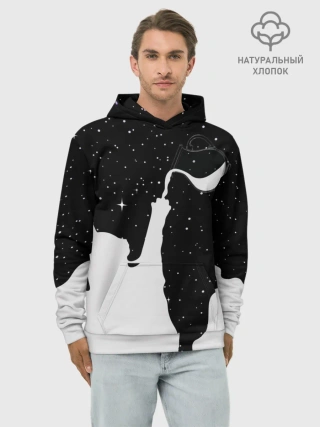 Худи мужской база хлопок / Космический Кот