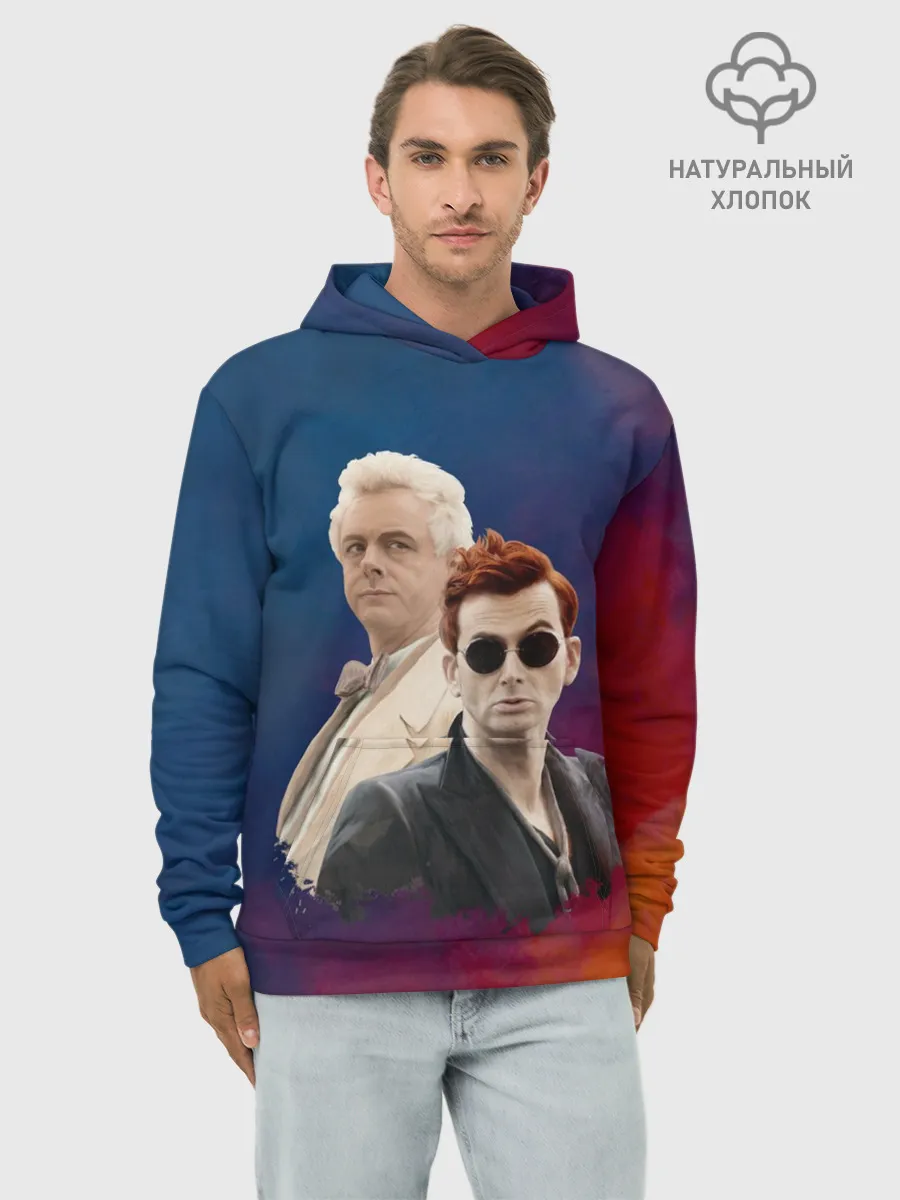 Худи мужской база хлопок / Кроули и Азирафель