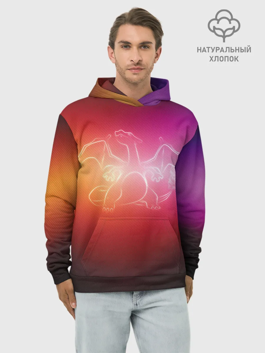 Худи мужской база хлопок / Прозрачный Чаризард