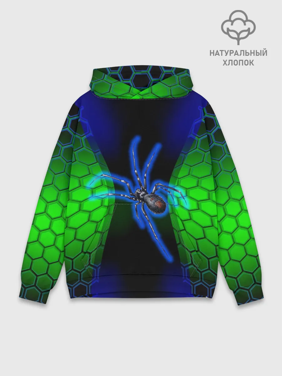 Худи мужской база хлопок / Паук на ночной охоте