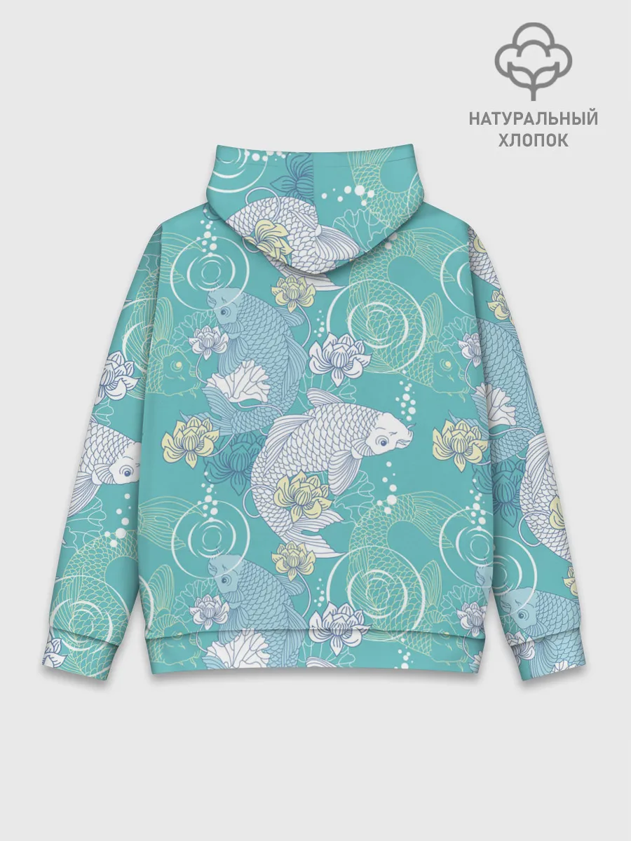 Худи мужской база хлопок / Карпы Кои