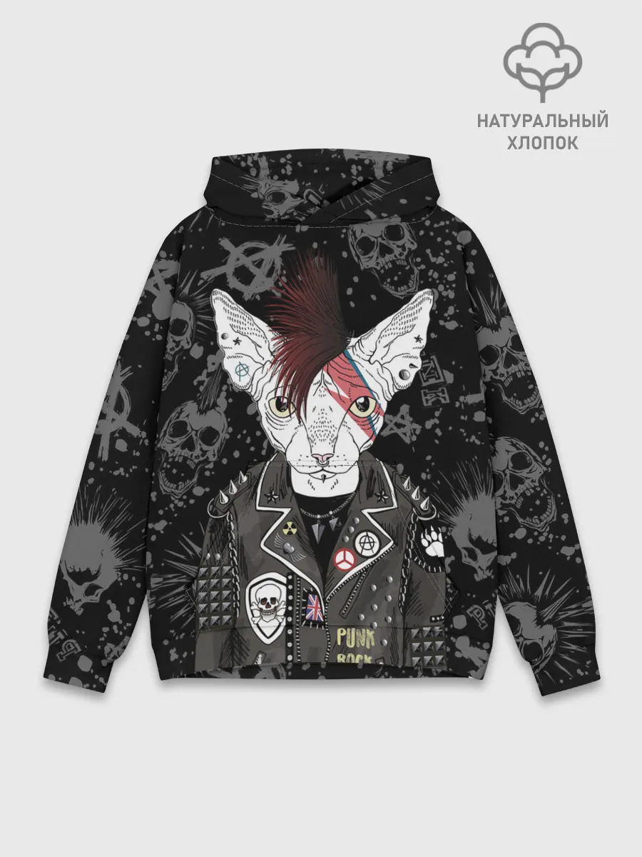 Худи мужской база хлопок / Кот в косухе