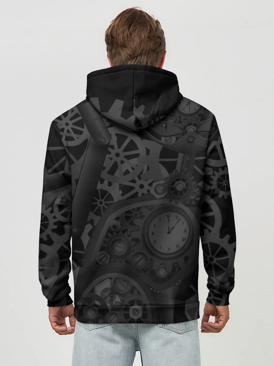 Худи мужской база хлопок / Кошка в стиле стимпанк