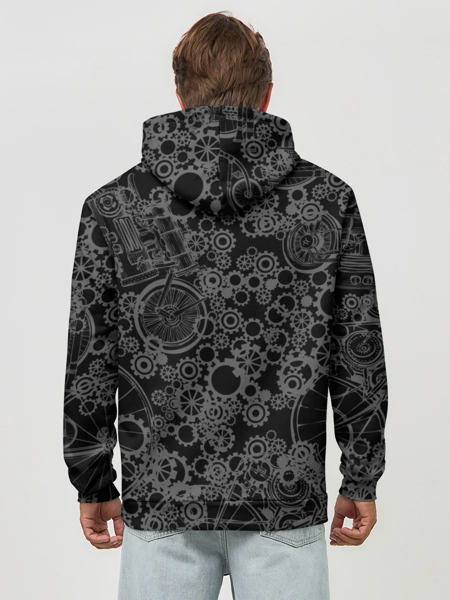 Худи мужской база хлопок / Сова в цилиндре