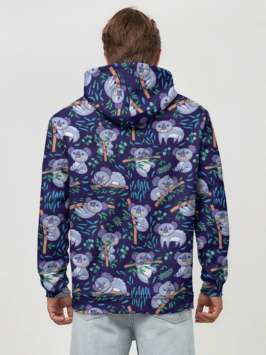 Худи мужской база хлопок / Фиолетовые коалы