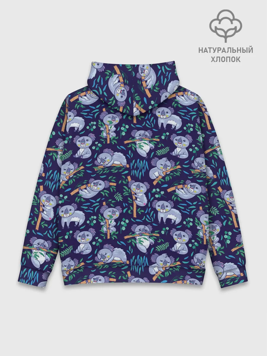 Худи мужской база хлопок / Фиолетовые коалы