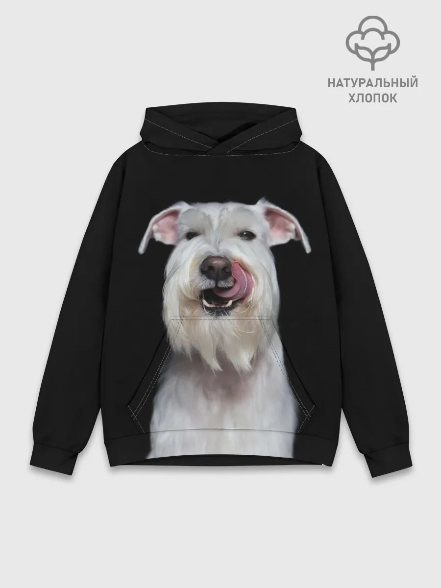 Худи мужской база хлопок / Белый шнауцер