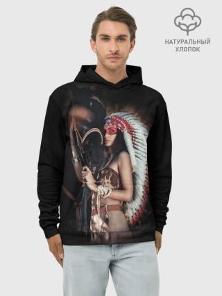 Худи мужской база хлопок / Девушка с лошадью