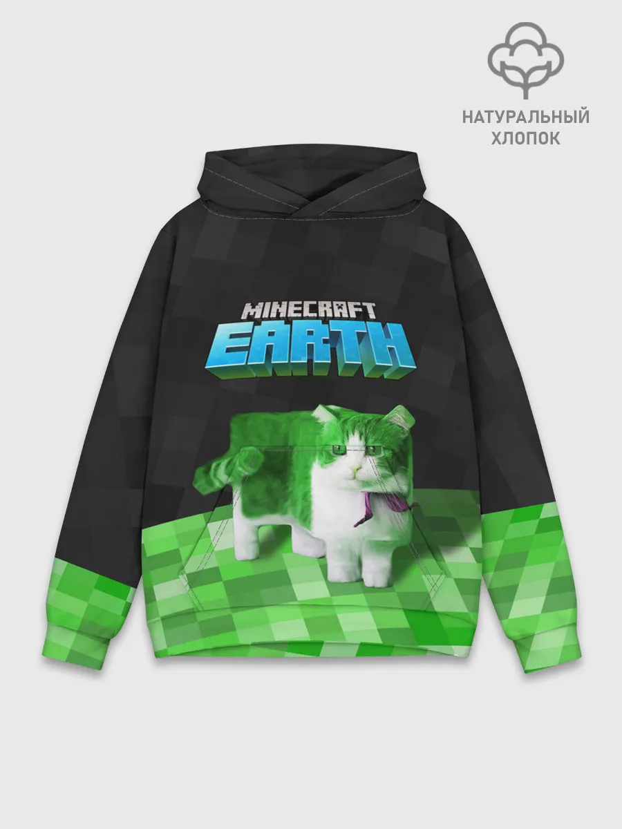 Худи мужской база хлопок / Minecraft EARTH - Котик