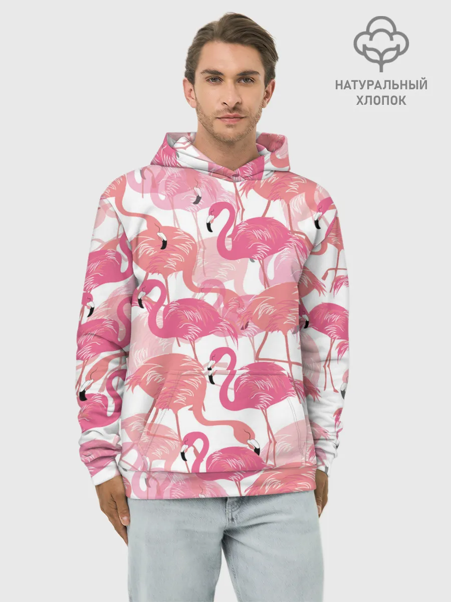 Худи мужской база хлопок / Фламинго