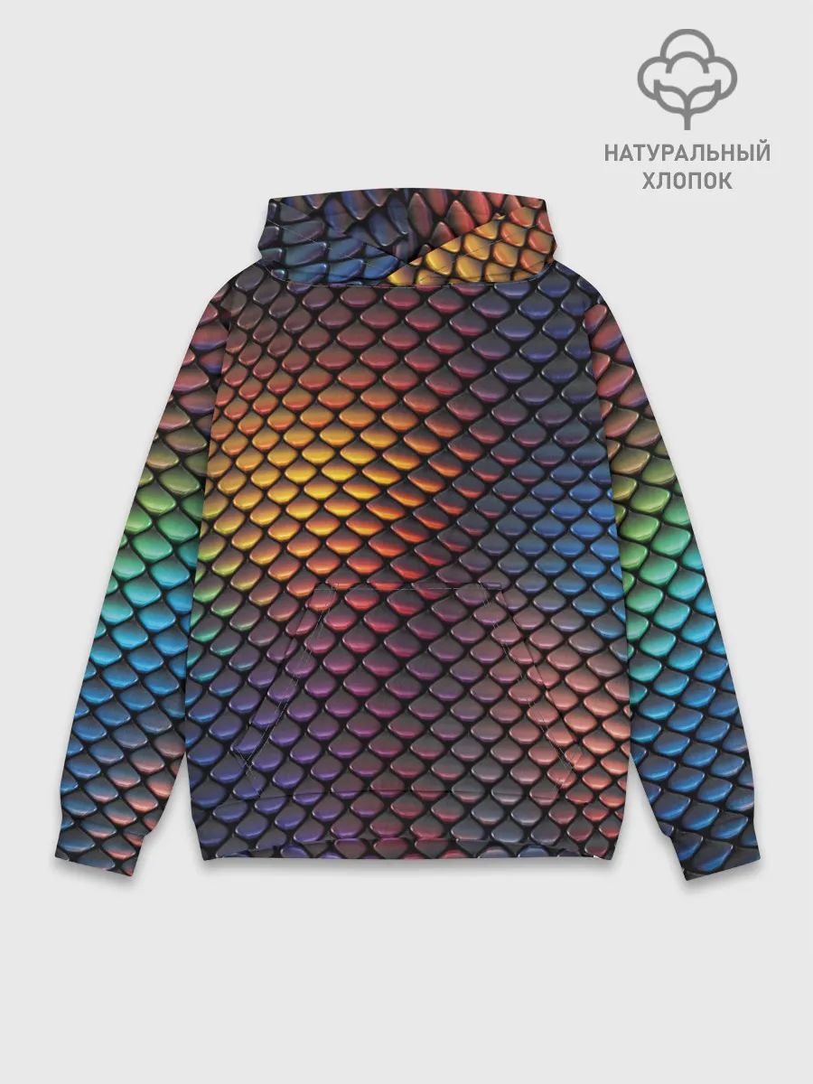 Худи мужской база хлопок / Радужная чешуя