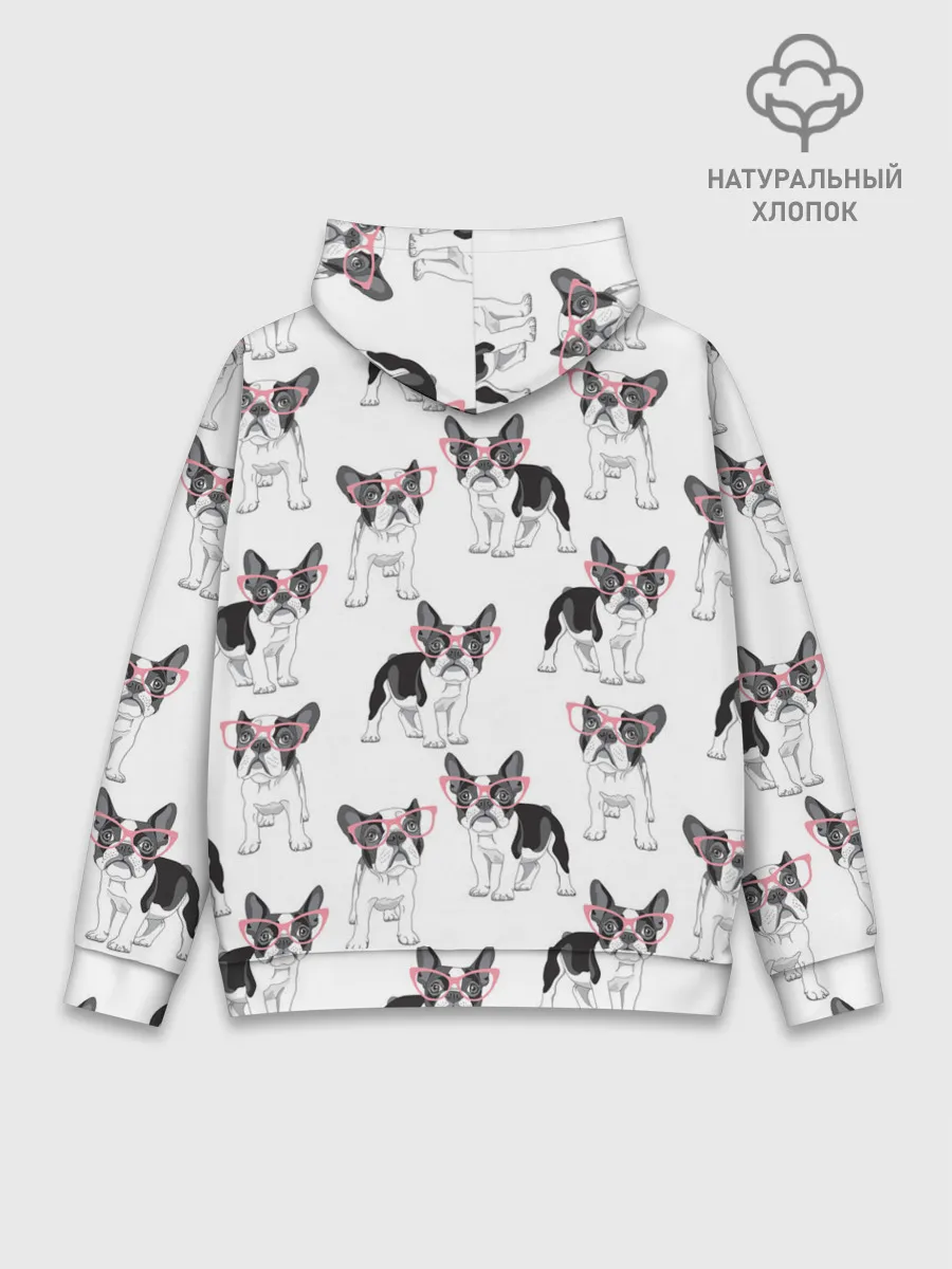 Худи мужской база хлопок / Французские бульдоги в очках