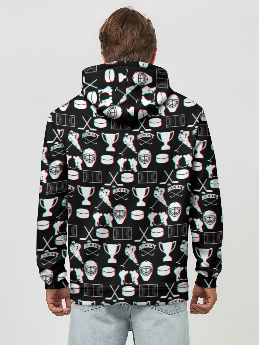 Худи мужской база хлопок / ХОККЕЙ GLITCH