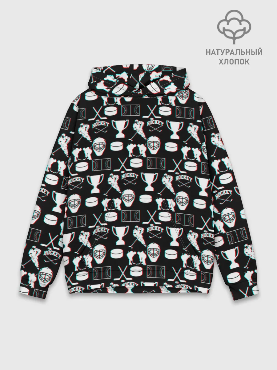 Худи мужской база хлопок / ХОККЕЙ GLITCH