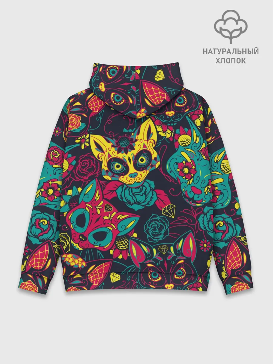 Худи мужской база хлопок / Кошачий День Мёртвых