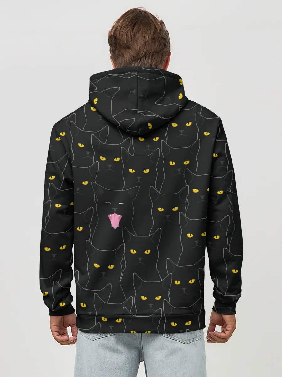 Худи мужской база хлопок / Чёрные коты