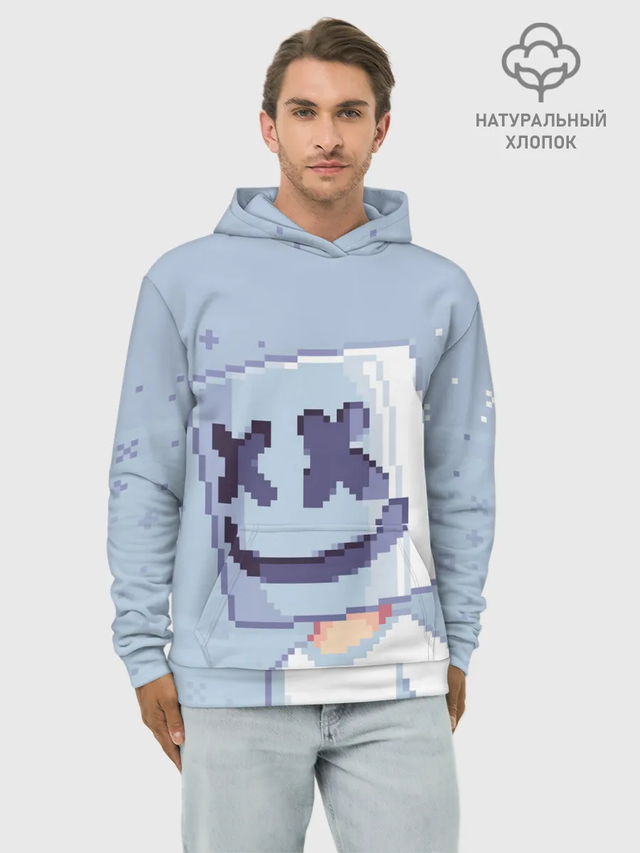 Худи мужской база хлопок / Marshmello Pixel
