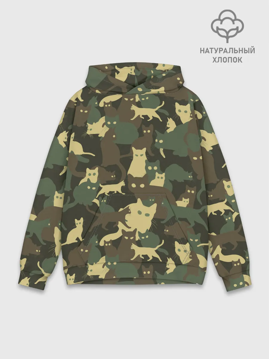 Худи мужской база хлопок / Кошачий камуфляж