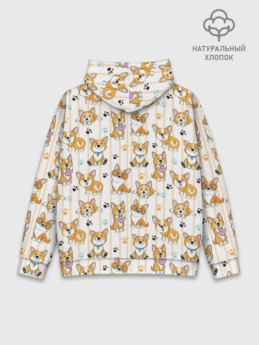 Худи мужской база хлопок / Вельш корги пемброк