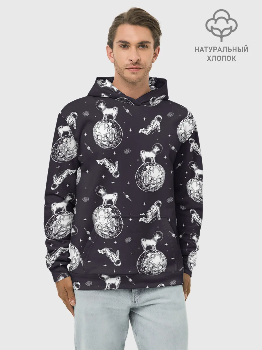Худи мужской база хлопок / Собаки - астронавты