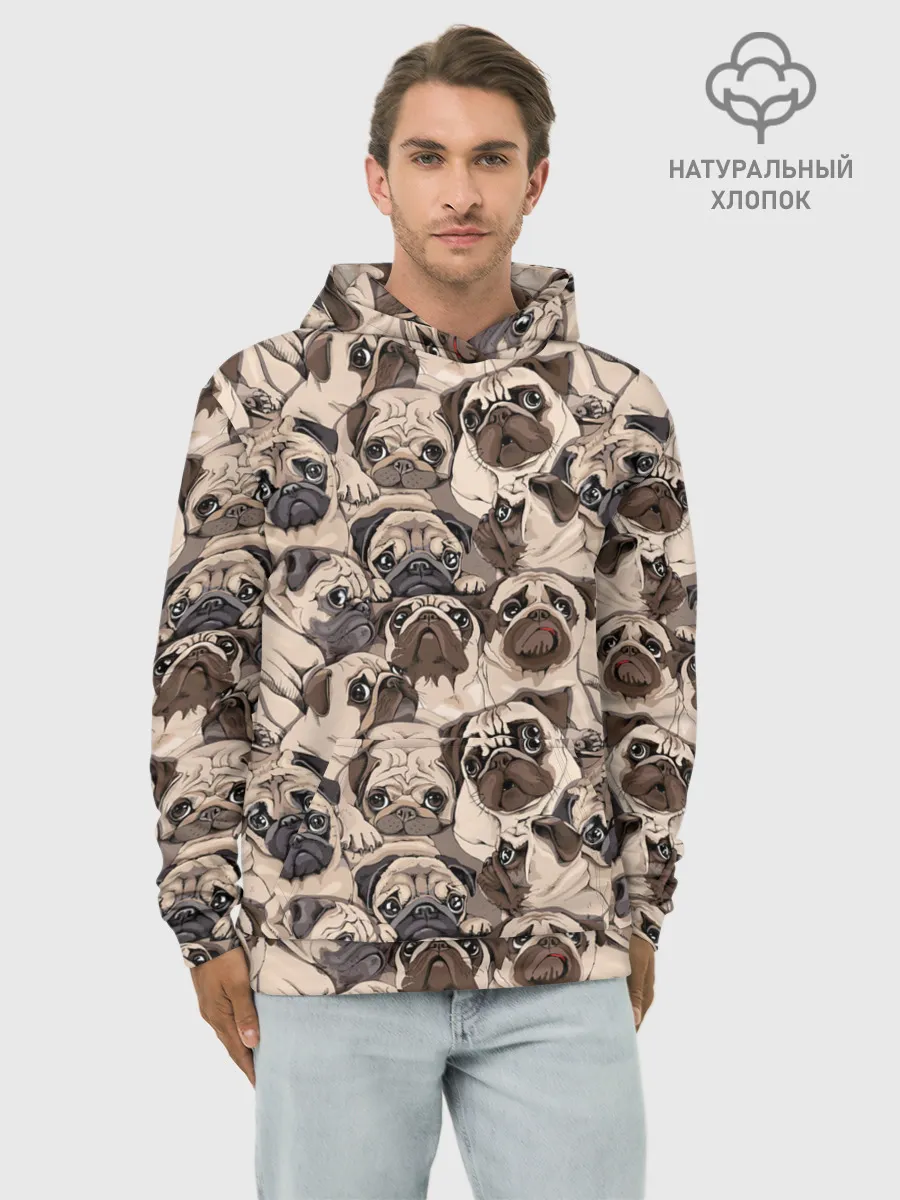Худи мужской база хлопок / Мопсы