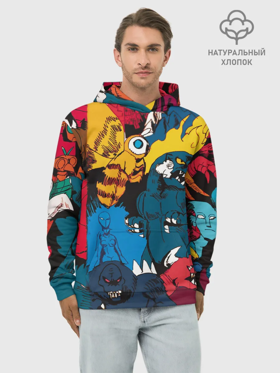 Худи мужской база хлопок / Годзилла