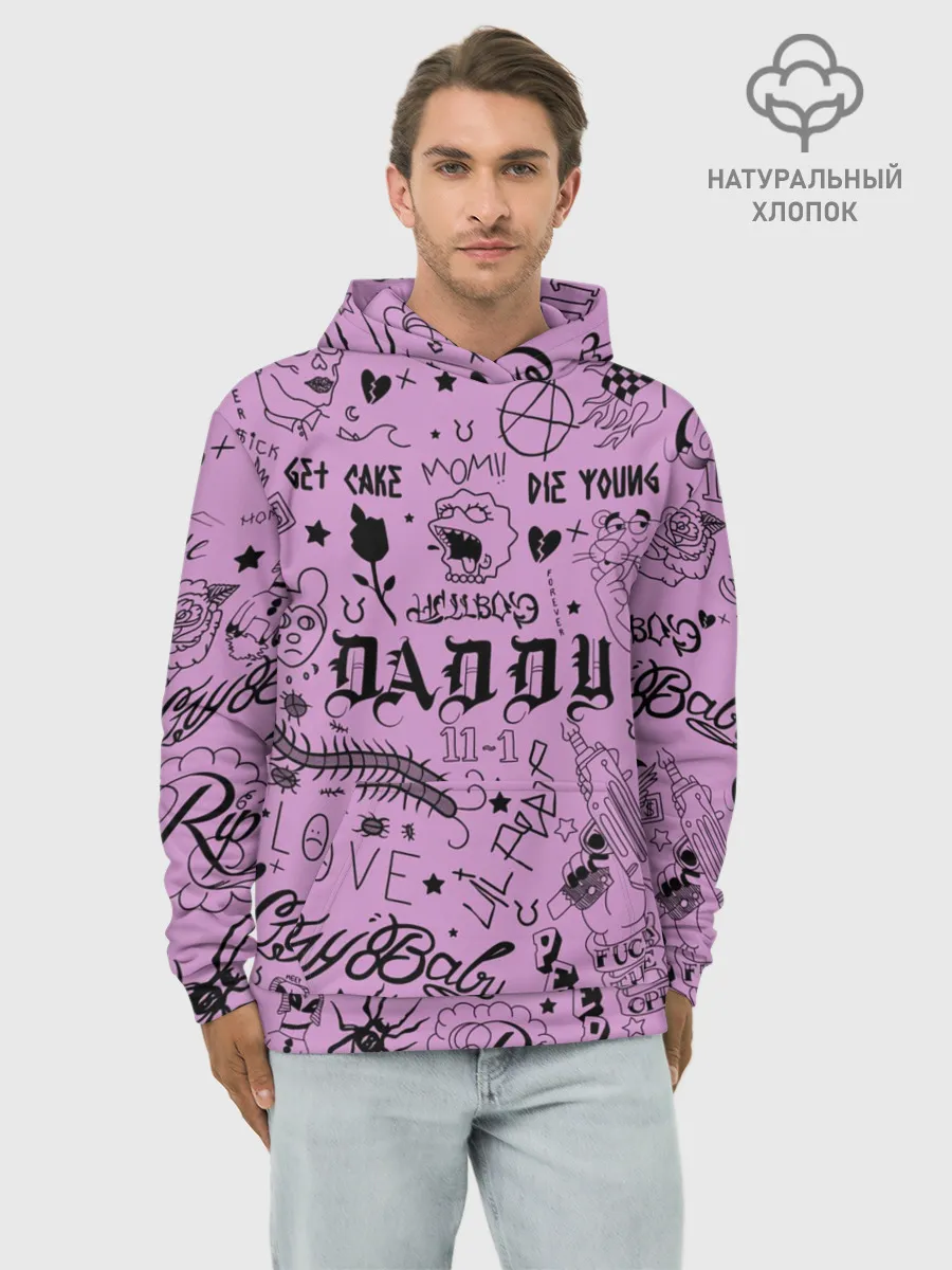 Худи мужской база хлопок / Lil Peep Tattoo