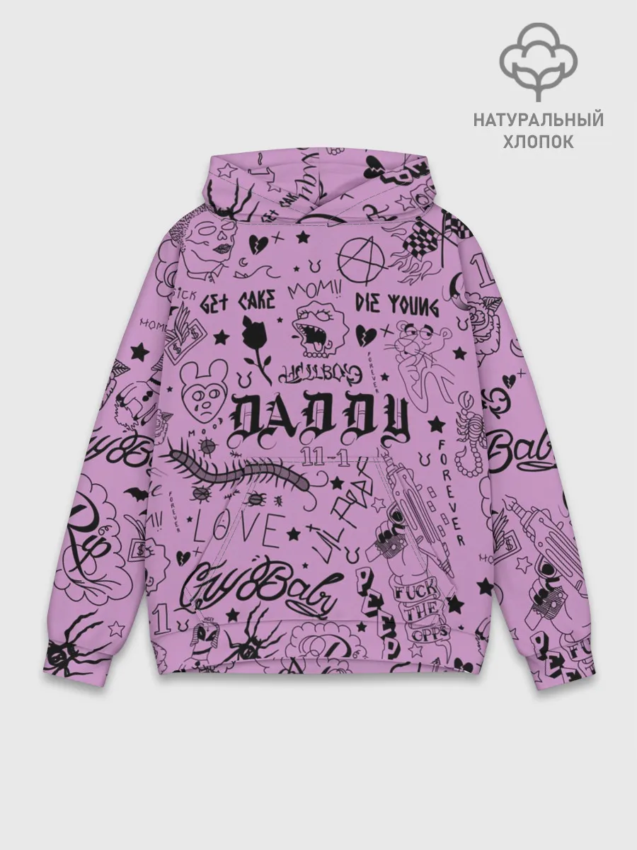 Худи мужской база хлопок / Lil Peep Tattoo