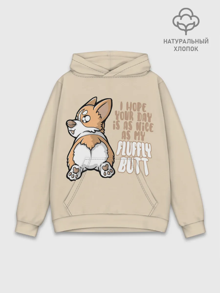 Худи мужской база хлопок / Милый Корги