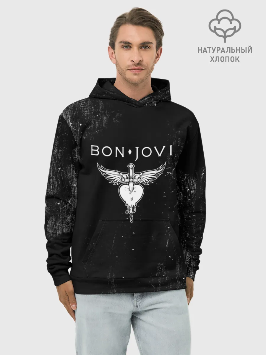 Худи мужской база хлопок / Bon Jovi