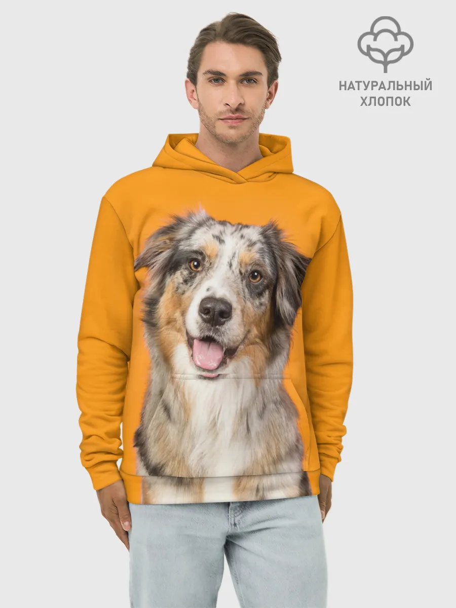 Худи мужской база хлопок / Австралийская овчарка