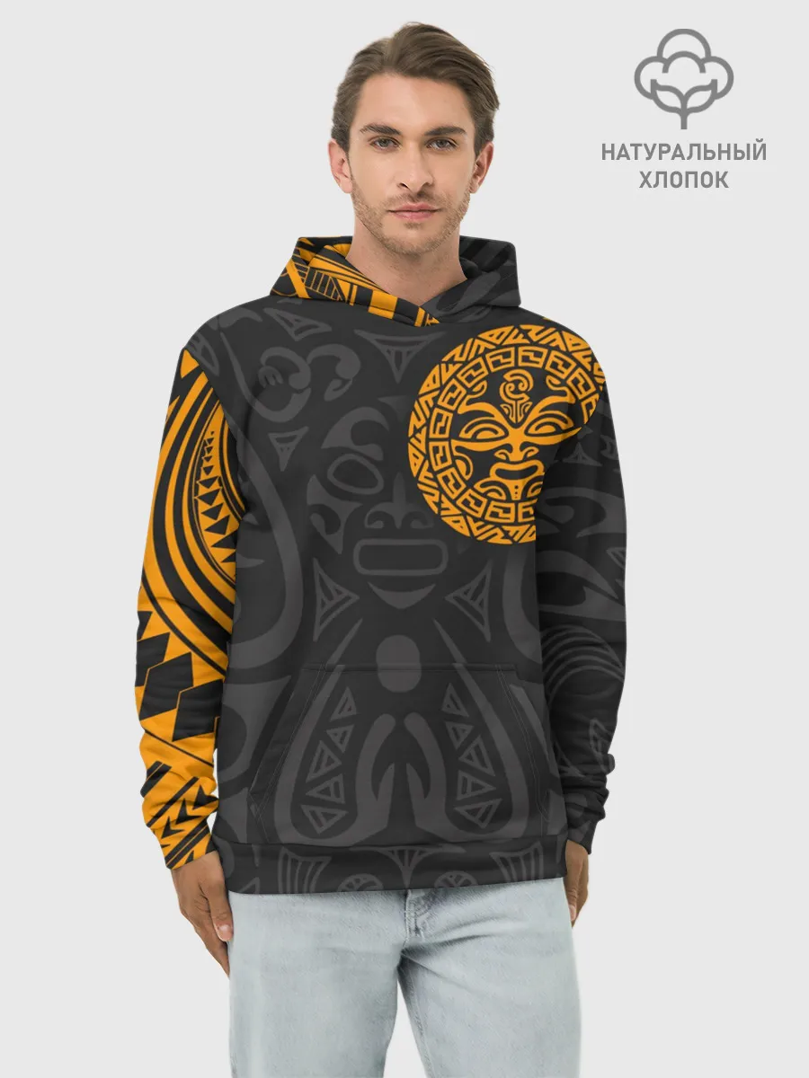 Худи мужской база хлопок / Polynesian tattoo