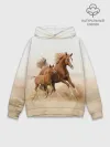 Худи мужской база хлопок / Лошадь с жеребенком