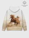 Худи мужской база хлопок / Лошадь с жеребенком