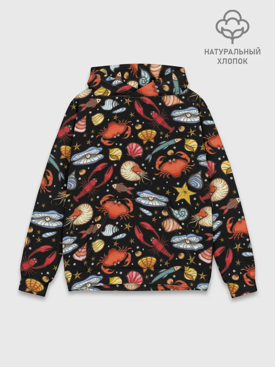 Худи мужской база хлопок / Морские обитатели