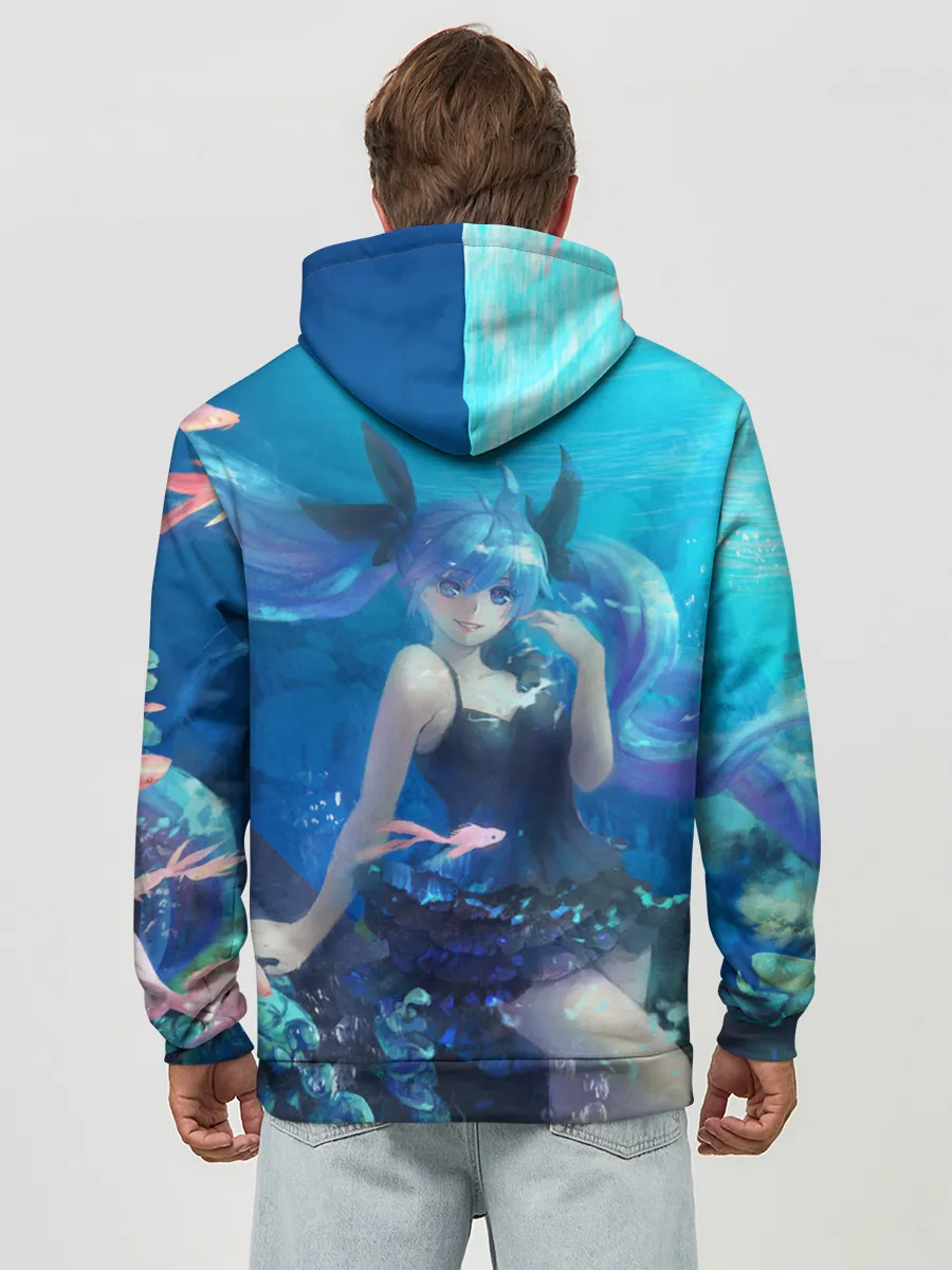 Худи мужской база хлопок / Подводная Хацуне Мику