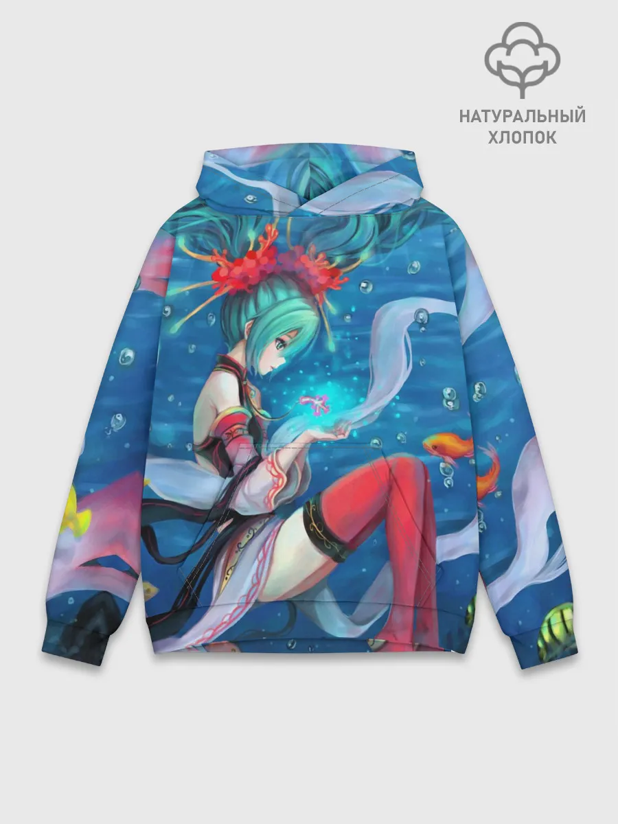 Худи мужской база хлопок / Hatsune Miku в чулках