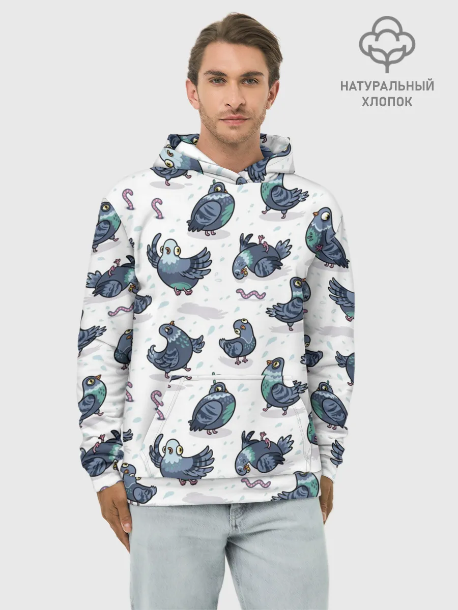 Худи мужской база хлопок / Голуби