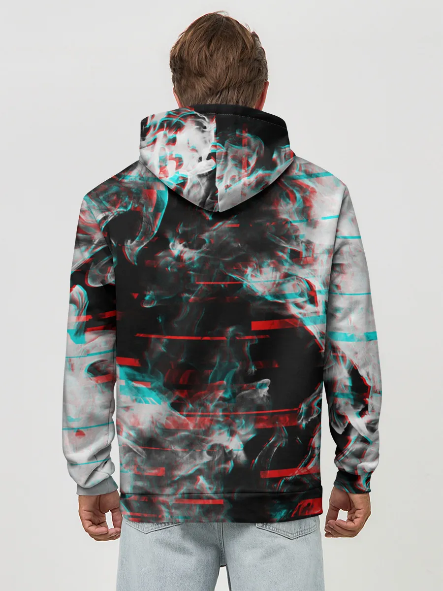 Худи мужской база хлопок / White flame glitch