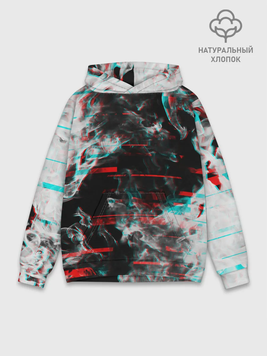 Худи мужской база хлопок / White flame glitch
