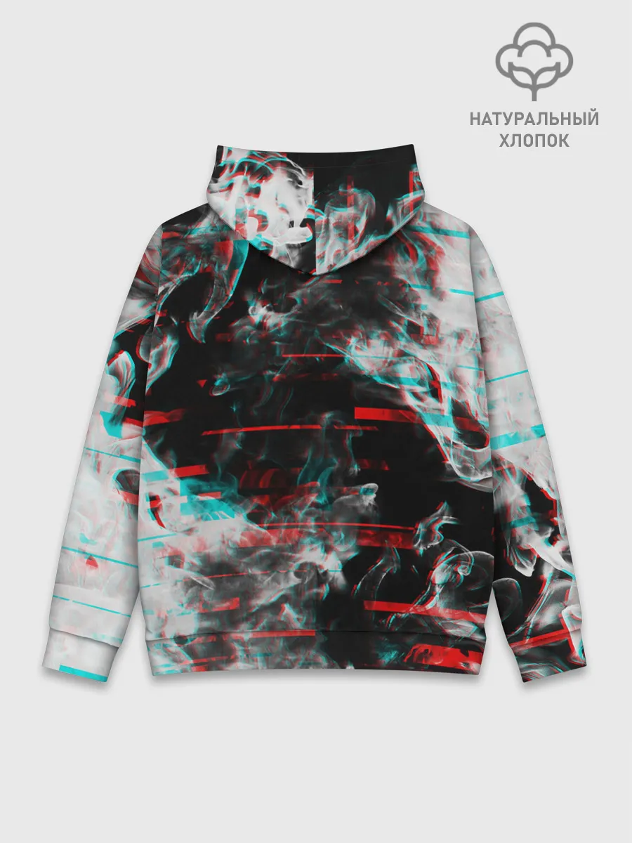 Худи мужской база хлопок / White flame glitch