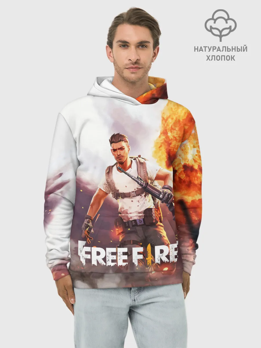 Худи мужской база хлопок / FREE FIRE
