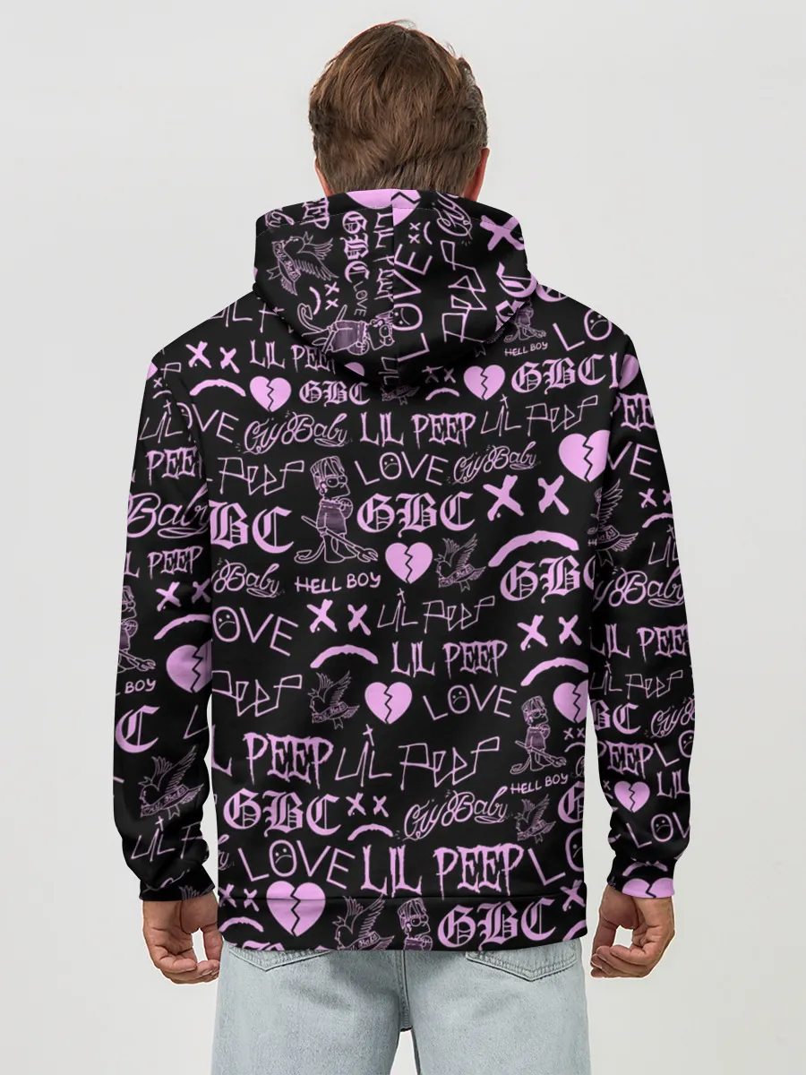 Худи мужской база хлопок / LIL PEEP LOGOBOMBING