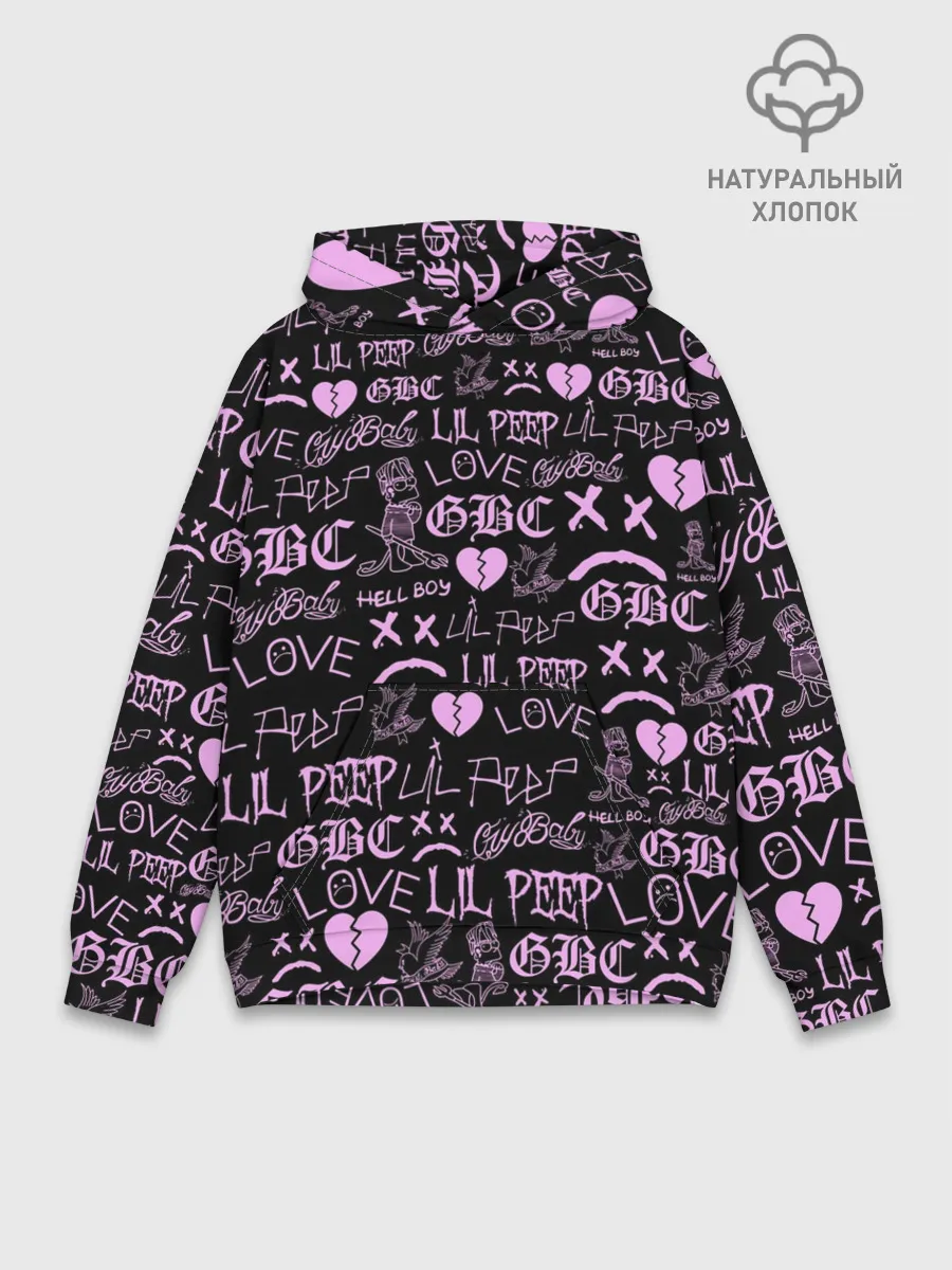 Худи мужской база хлопок / LIL PEEP LOGOBOMBING