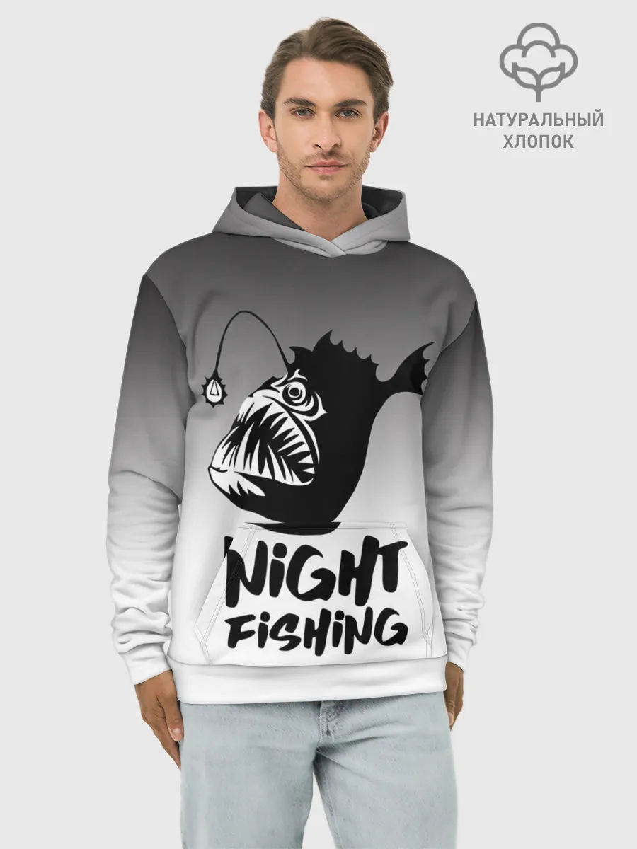 Худи мужской база хлопок / Рыба удильщик