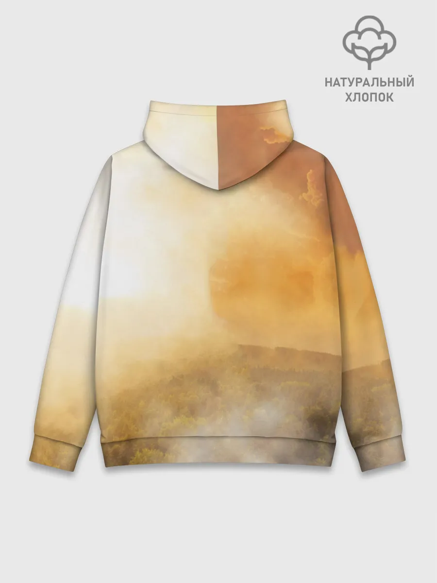 Худи мужской база хлопок / Лисичка в тумане